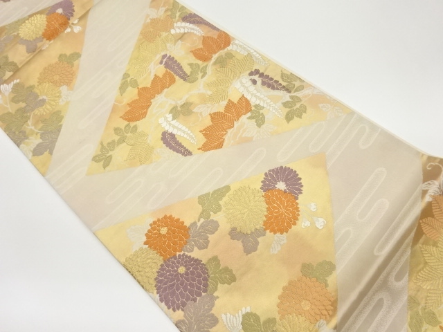 花々にヱ霞模様織出し袋帯